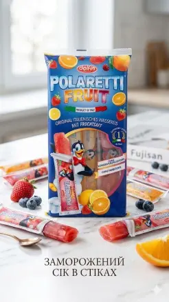 Морозиво льодяники Фруктовий сік Dolfin Polaretti Fruit Ice Lollies Fruit Juice Долфін палички для Замороження 4смаки 10шт 400г