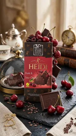 Шоколад чорний Heidi Dark&Sour Cherry Dark Chocolate 48% Хайді плитка кисленька Вишня в темному шоколаді Плитка 80г