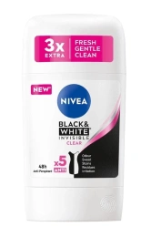 Антиперспірант Стік Nivea Black&White Invisible Clear 48h Antipersipant 3x Extra Fresh Gentle Нівеа Біле-Чорне Невидимий 50мл