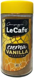 Товар Кава розчинна LeCafe Crema Vanilla Flavour Coffee Лекафе Крема смак Ваніль Гранули 40 порцій Банка 75г