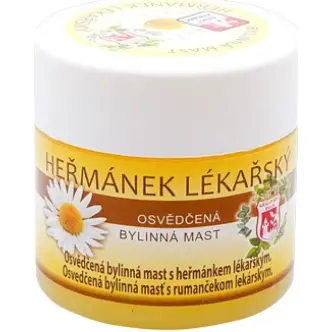 Мазь косметична на Травах Kralovstvi Bylin Hermanek Lekarsky Osvedcena Bylinna Mast для сухої Чутливої шкіри Ромашка 150мл