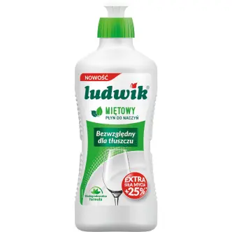 Гель для миття посуду Ludwik Extra Sila Mietowy Людвік Екстра сила Блискучий посуд аромат Мята 900г
