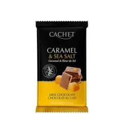 Товар Шоколад Преміум молочний Cachet Milk Chocolate Caramel&Sea salt Кашет з карамеллю та Морською сіллю 300г