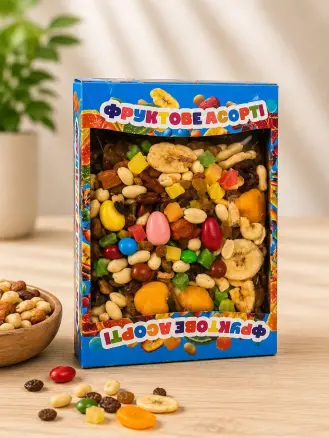 Суміш Горіхів сухофруктів та Цукерок Мікс Amanti Fruit&Nuts Sweets Mix Аманті солодке Фруктове асорті несмажені Коробка 500г