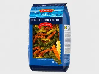 Макарони Фузіллі трьохкольорові Паста Combino Fusilli TriColori Комбіно тверді сорти пшениці 500г