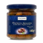 Оливки Коричневі сорт Леччіно Italiamo Olive Leccino denocciolate Італіамо в оливковій олії Екстра класу без Кісточок 180г