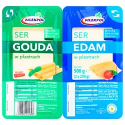 Товар Набір сирів Mlekpol Gauda&Edam Mix мікс Гауда та Едам 2х250 нарізка 500г