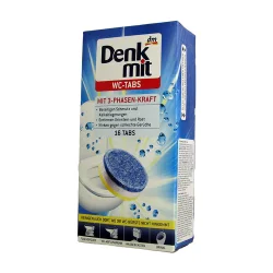 Товар Таблетки для дезинфекції та Очищення унітазів Denk Mit WC Tabs mit 3 phasen Kraft Денкміт розчинні 3х фазова дія 16шт