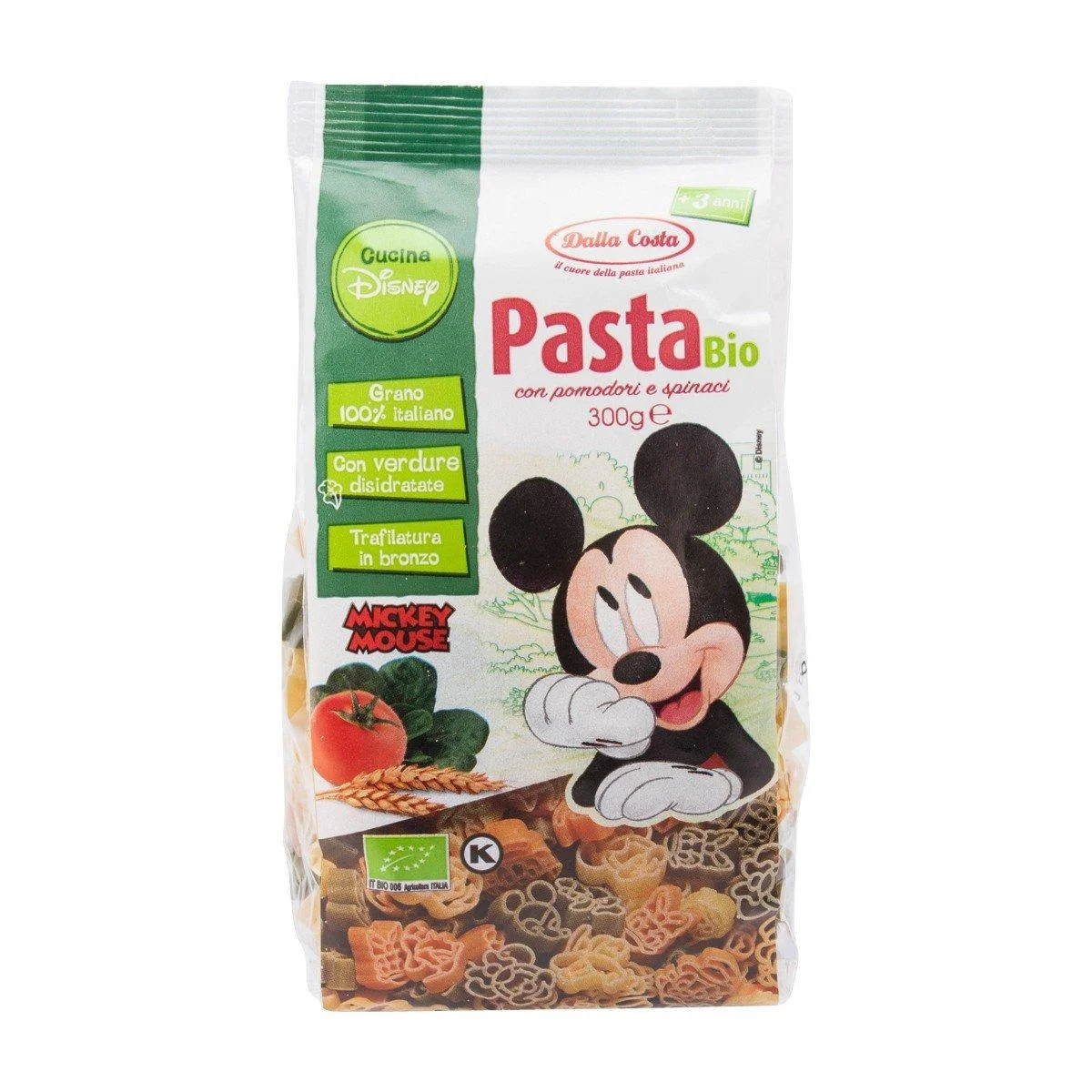 Дитячі макарони Dalla Costa pasta bio dalla costa «мікі маус» з томатом і шпинатом, 300 г.