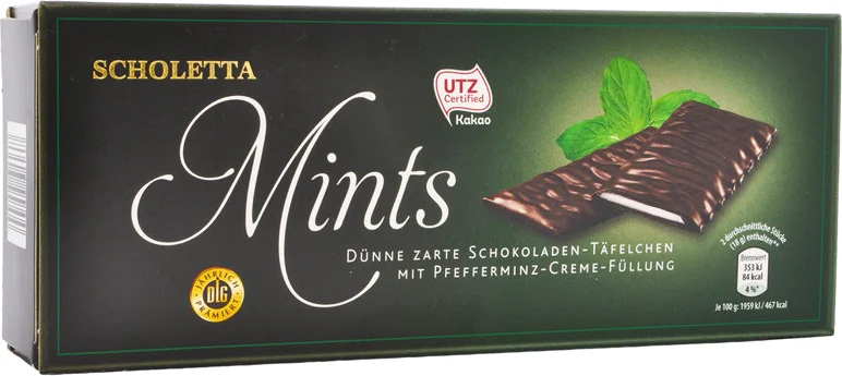 Шоколадні м'ятні Scholetta пластинки scholetta mints, 300 г.