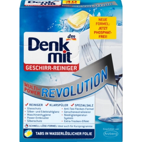 Таблетки для посудомийної машини Denkmit revolution 40шт 850г