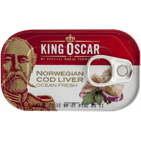 Печінка тріски King Oscar Norwegian Cod Liver Ocean Fresh Кінг Оскар Норвежська Омега3 121г