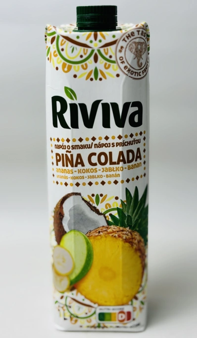 Сік Коктейль Riviva Napoj tyk radosci Pina Colada Рівіва Піна Колада Ананас Кокос Яблуко Банан Мультифруктовий Тетрапак 1000мл