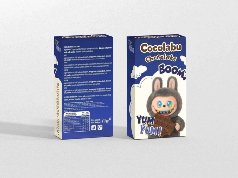 Шоколад плитка молочний Шоко Лабубу Cocolabu Chocolate Boom Yum-Yum Blue Чоколабу Шоколадний бум Юм Юм Синій 70г