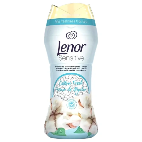 Кондиціонер для прання Парфумований Гранули Lenor Sensitive Cotton Fresh Ленор для Чутливої шкіри Свіжість Бавовни Тубус 210г