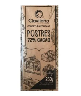 Шоколад Чорний без глютену Плитка Clavileno Postres Cobertura Fondant 72% Cacao Клавілено Пострес какао 250г