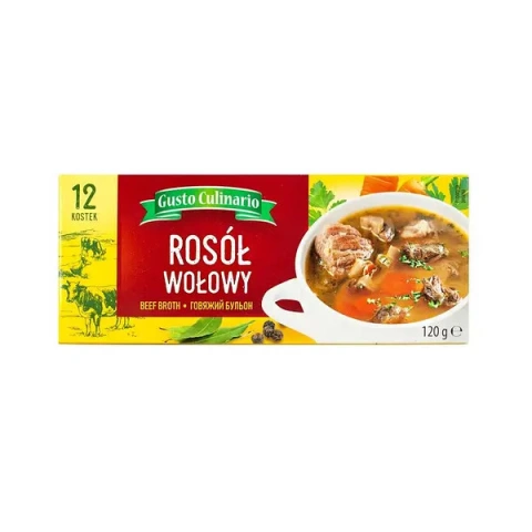 Бульйонні кубики Яловичі Gusto Culinario Rosol Wolowy Beef Broth Густо Кулінаріо Яловичий бульон 12шт 120г