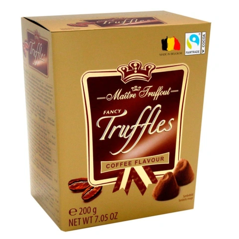 Цукерки Трюфель в Какао Maitre Truffout Coffee Flavour Fancy Truffles Майстер Труффо зі смаком гіркої Ароматної Кави Коробка 200г