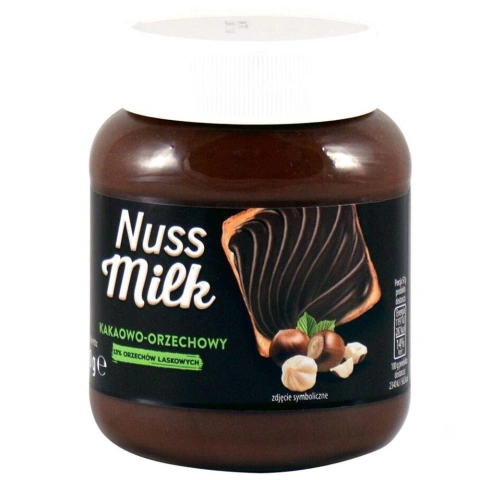Шоколадна Паста Цільна Biedronka Nuss Milk o smaku Kakaowo-Orzechowym Біедронка какао-шоколадна смак Горіховий 400г