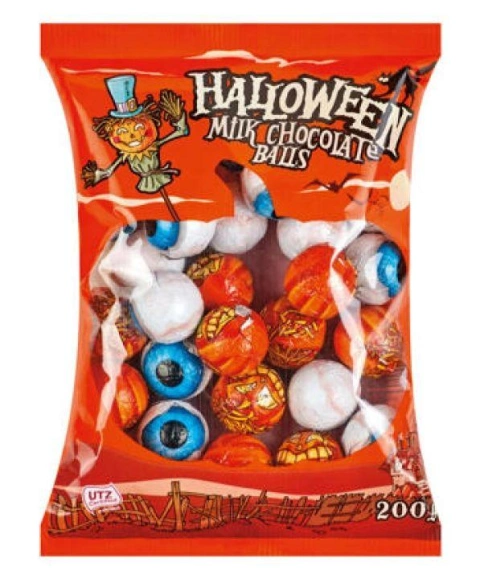 Цукерки Очі та Гарбузи на Хелоувін Мікс UTZ Haloween MIX Chocolate Balls ЮТЗ Шарики асорті міні-пакетики 16шт 200г