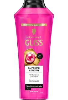 Шампунь Зміцнюючий Schwarzkopf Gliss Supreme Length Koruyucu Şampuan Шварцкопф Глісс Зміцнення для Довгого волосся 400мл