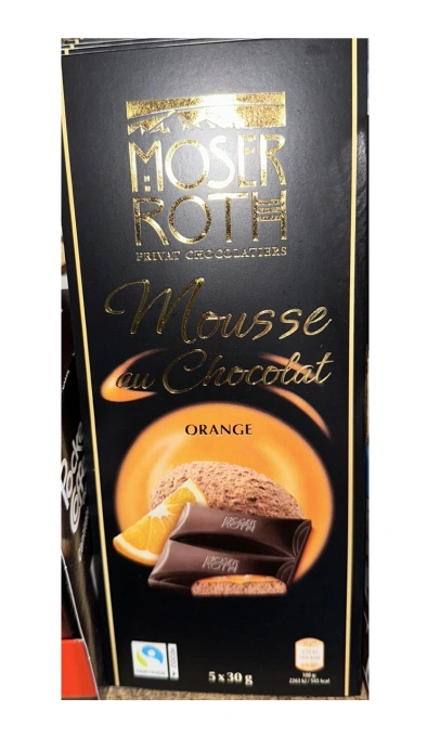 Шоколад екстра Чорний Moser Roth Mousse au Chocolat Orange Мосерот з Апельсином 5шт 150г
