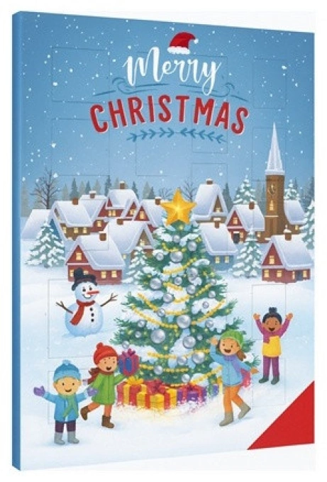 Набір Подарунок Новорічний Адвент календар Baron Merry Christmas Advent calendar Барон шоколадні фігурки Дитячий з Віконцями 75г
