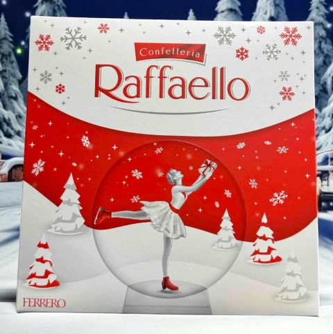 Цукерки Новорічні Confetteria Raffaello Ferrero Конфетерія Рафаелло кокос з мигдалем Коробка 39шт 400г