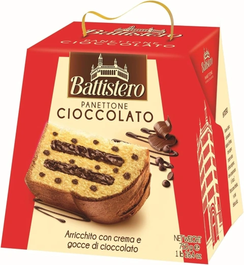 Панеттоне Battistero Panettone Cioccolato Баттістеро Шоколадна крошка з шоколадним кремом Бокс з ручкою 750г