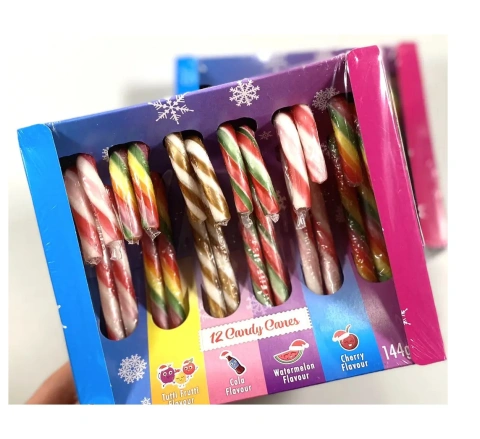 Льодяники Тростинки мікс Beckys 12 Candy Canes Mix Бекіс фруктові 4смаки 12шт Коробка 144г