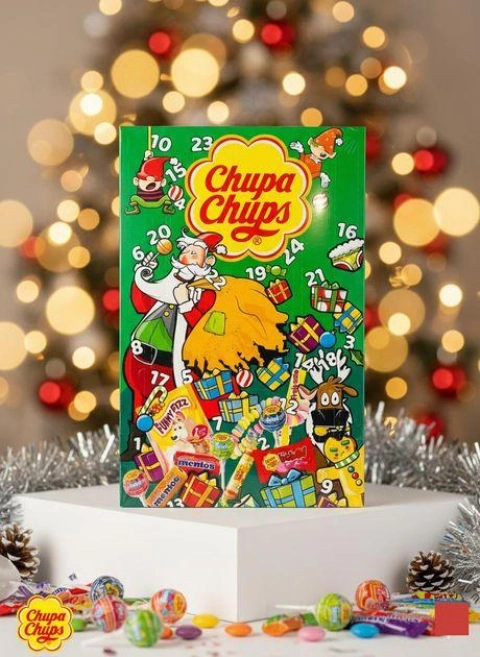 Набір Подарунок Новорічний Адвент календар Chupa Chups Merry Christmas Advent Calendar з смоктальними цукерками та жуйками 180г