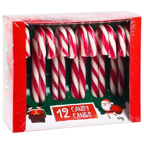 Льодяники Тростинки без Глютену Beckys 12 Candy Canes Natural Color Бекіс фруктові Полуничний смак 12шт Коробка 144г