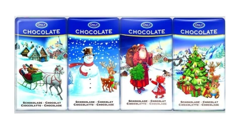 Набір молочних мінішоколадок Новорічний Різдвяний Only mini Chocolates Святковий 4шт 60г