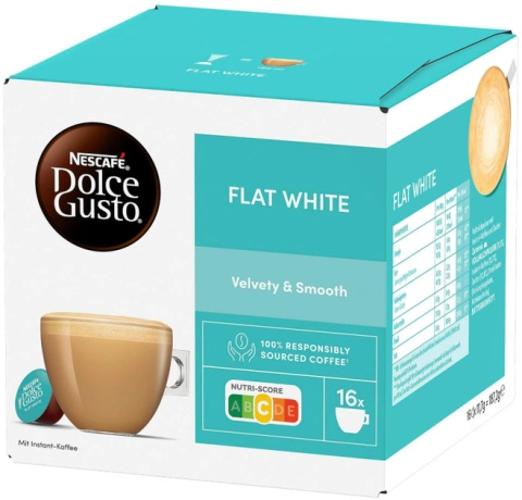 Кава мелена в Капсулах Nescafe Dolce Gusto Flat White Velvety&Smooth Нескафе Флэт уайт Мякість Оксамитовий 16шт 187г
