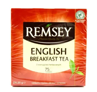 Чай чорний Англійський Remsey English Breakfast Tea Herbata szarna Ремсей Ароматизований екстракт Чайного листя 75 пакетиків 131г