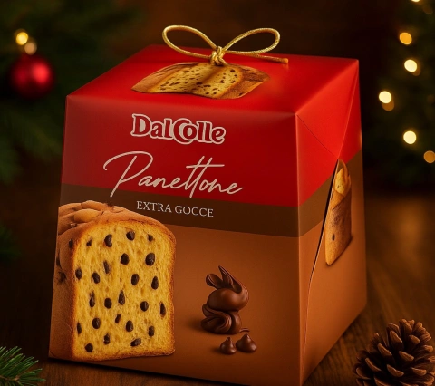 Панеттоне DalColle Panettone extra Gocce ДалКолле екстра Гочче Класичний з Шоколадними крихтами Бокс з ручкою 750г