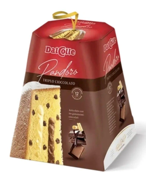 Панеттоне Пандоро DalColle Pandoro Triplo Cioccolato ДалКолле Класичний Три Шоколади Бокс з ручкою 750г