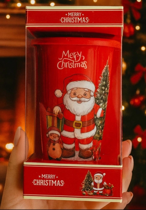 Подарунок Новорічний Кружка Beckys Merry Christmas X-mas Cup Santa Tree Бекіс чашка з малюнками Санта з Ялинкою 250мл