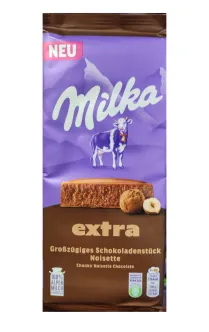 Шоколад плитка Milka Extra Chunky Noisette Chocolate Whole hazelnuts Мілка Екстра Молочний з цільним фундуком 190г