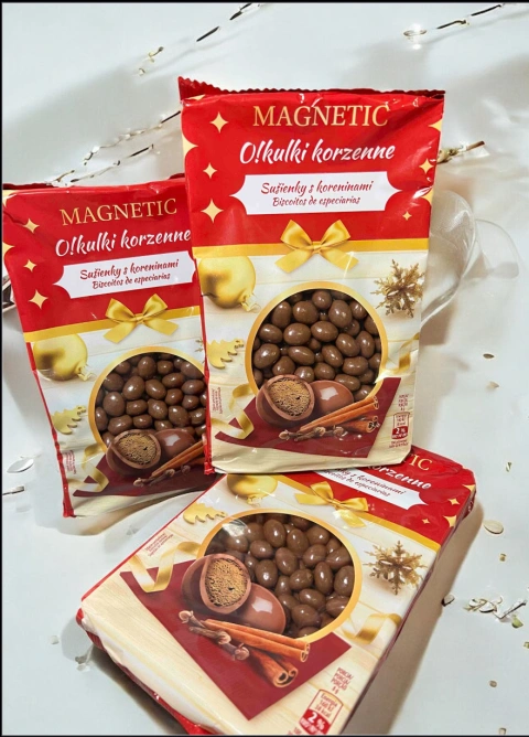 Печиво в чорному шоколаді з Корицею Magnetic O!Kulki Korzenne Магнетік Окулкі шарики Бокс 360г