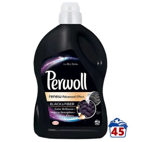 Гель для прання Чорних тканин Perwoll Black&Fiber Renew Advanced Effect Перволь Відновлення Кольорів 45прань 2700мл