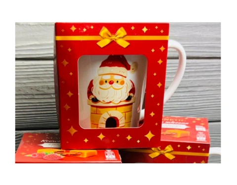Набір Подарунок Новорічний керамічна Чашка та Цукерки Корівка Magnetic Merry Christmas Santa Магнетік кружка Санта 85г