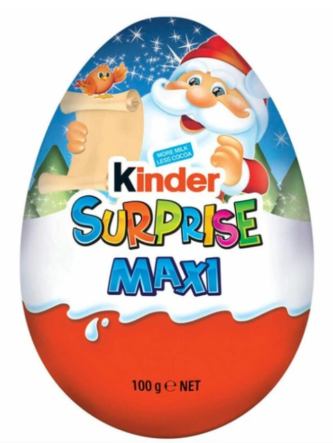 Яйце шоколадне з іграшкою Kinder Maxi Surprise Uberraschung Christmas Santa Кіндер сюрприз Санта з пташкою 100г