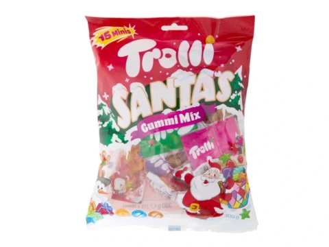 Цукерки желейні без глютену Trolli Santas Gummi Mix Minis Mix Тролі Санти Мініси гаммі мікс фруктові Асорті 15шт 300г