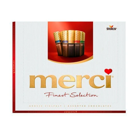 Шоколадні цукерки міні Плитки асорті Storck Merci Finest Selection Grosse Vielfalt Assorted Chocolate Red Мерсі Коробка 250г