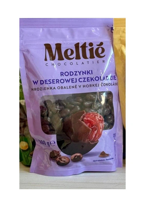 Шоколадне драже Meltie Rodzynky w Deserowey Czekoladzie Horka Мелті Родзинки в Гіркому шоколаді Пакет 280г