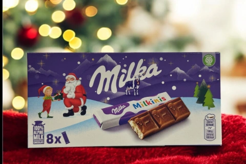 Шоколад Новорічний міні-плитки Milka Milkinis Milk Alpine Chocolate Мілка Мілкініс з молочним кремом 8шт 87г