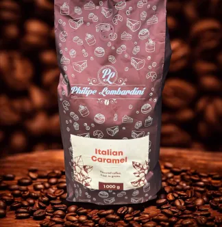 Кава в зернах Philipe Lombardini Italian Caramel Філіп Ломбардіні з ароматом Італійська Карамель мікс робусти та арабіки 1000г