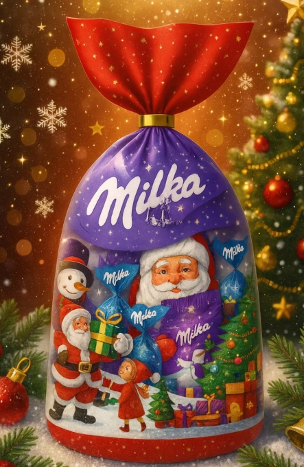 Набір Подарунок Новорічний Мікс солодощів Milka Christmas Mix Мілка альпійський молочний шоколад і драже Пакет 126г