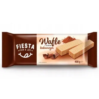 Вафлі шоколадні Fiesta Fun&Joy Wafles z kremem o smaku Kakaowym Фіеста світлі з какао-шоколадною начинкою 400г